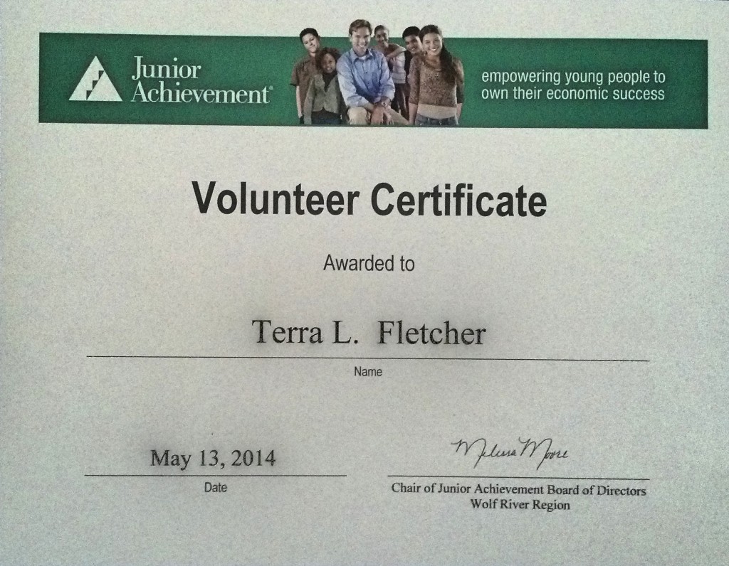 ja volunteer certificate